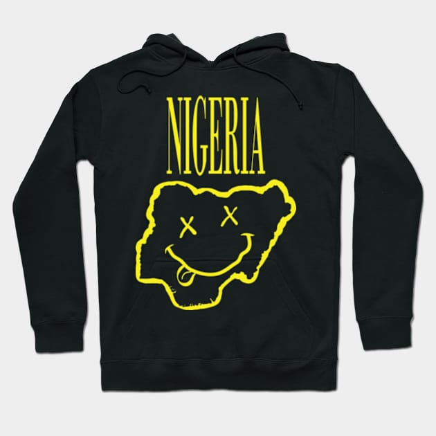 Vibrant Nigeria x Eyes Happy Face: Unleash Your 90s Grunge Spirit! Hoodie by pelagio